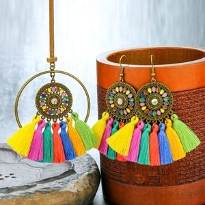 Boho Tassel Charm Necklace & Earrings